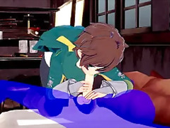 KonoSuba Yaoi - Kazuma blowjob with cum in his mouth - Japanese Asian Manga anime game porn gay