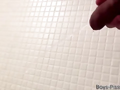 Blond twink fucked under a hot shower after golden shower